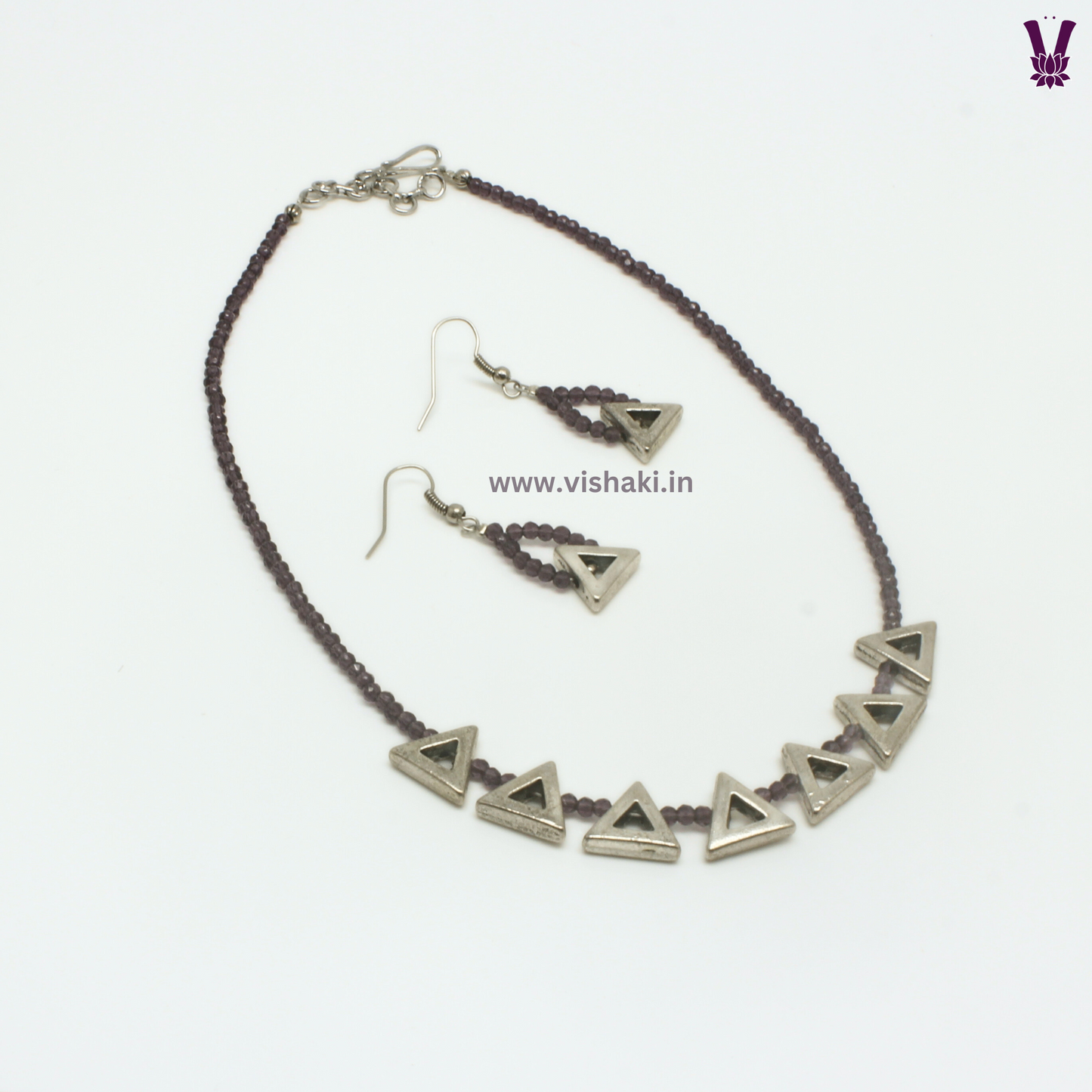Mrudhvi Purple Agate Choker Necklace Set