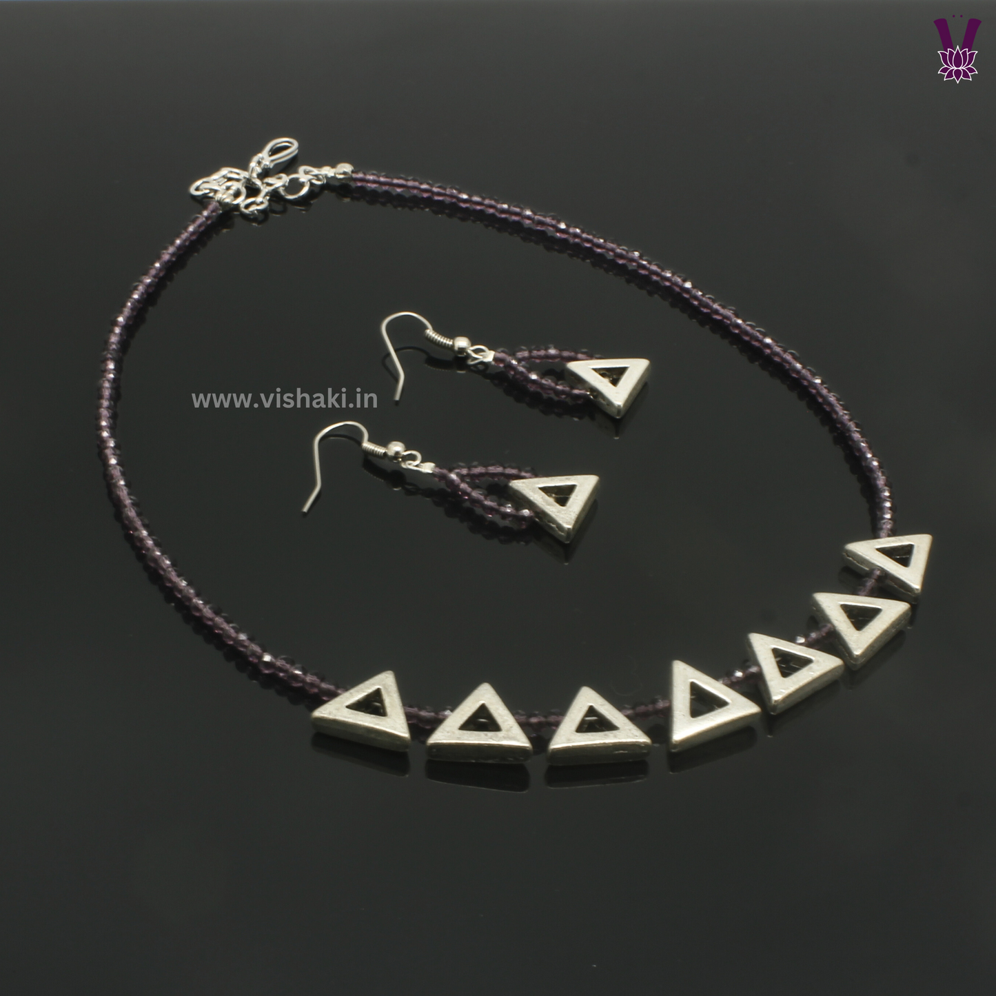 Mrudhvi Purple Agate Choker Necklace Set