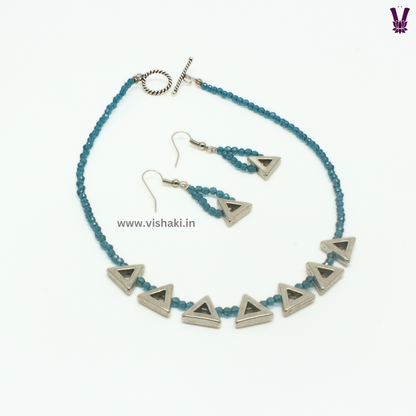 Mrudhvi Sea Green Agate Choker Necklace Set