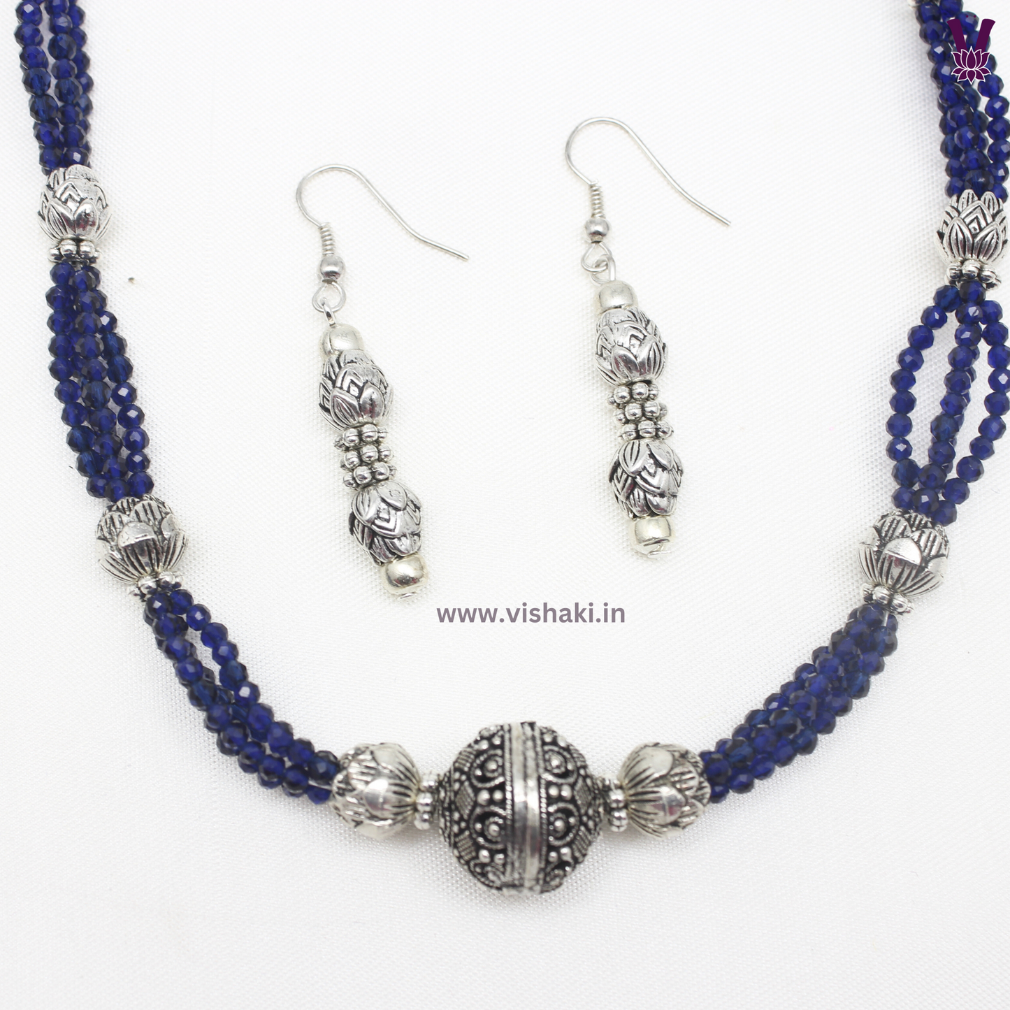 Mrudhvi Blue Agate Choker Necklace Set