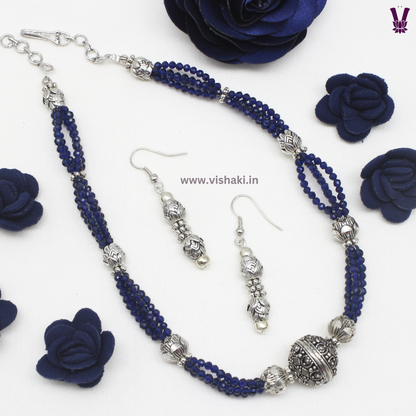 Mrudhvi Blue Agate Choker Necklace Set