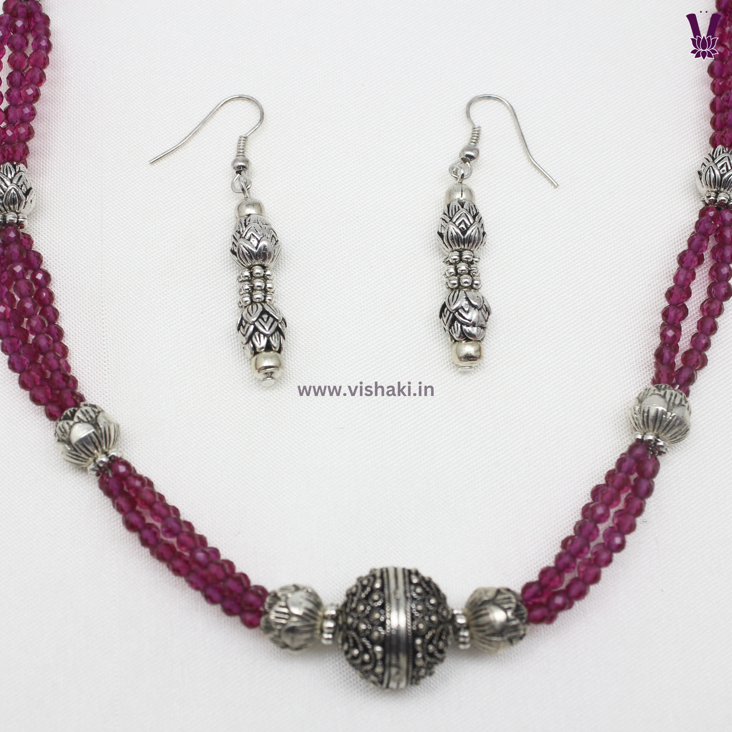 Mrudhvi Ruby Agate Choker Necklace Set