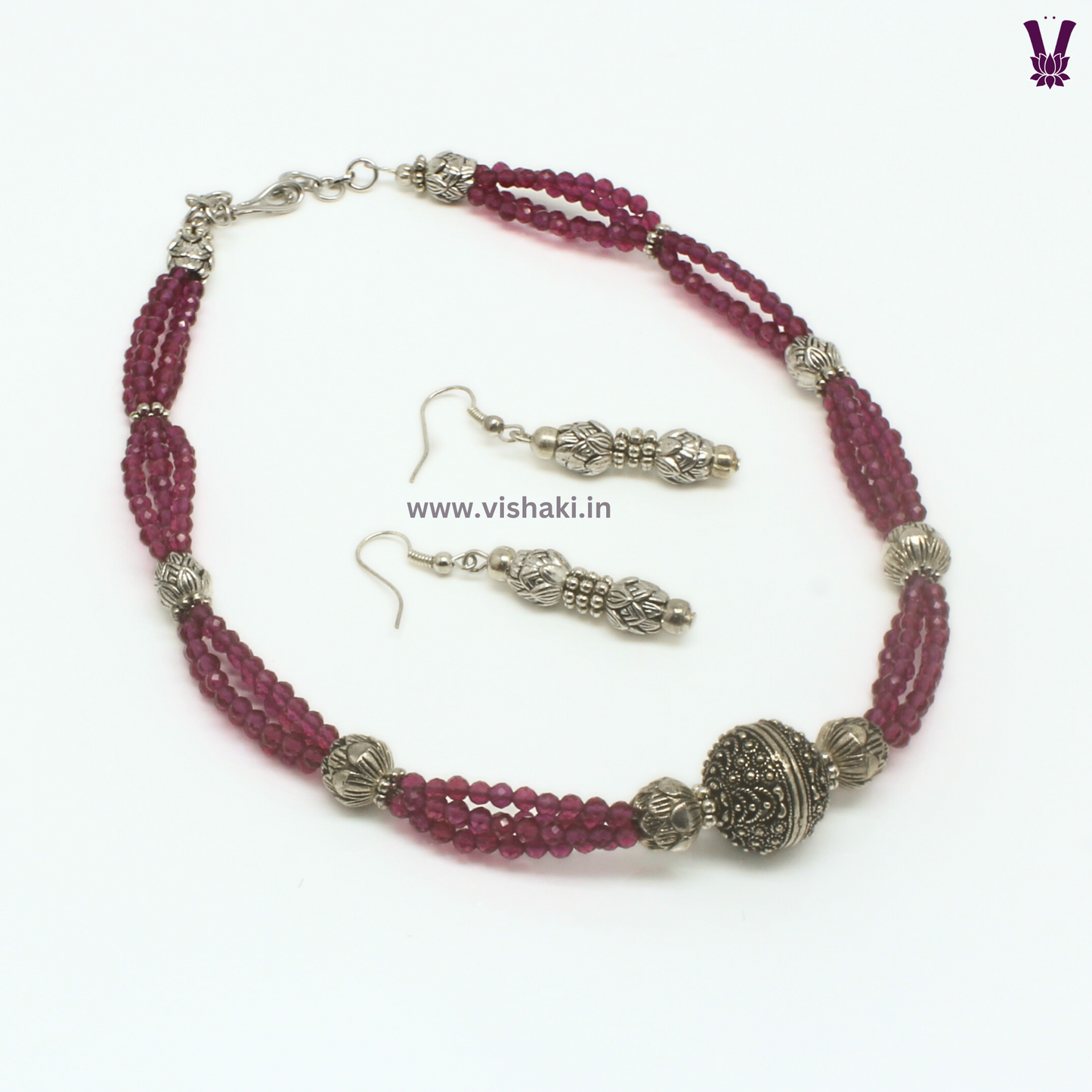 Mrudhvi Ruby Agate Choker Necklace Set