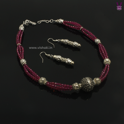 Mrudhvi Ruby Agate Choker Necklace Set