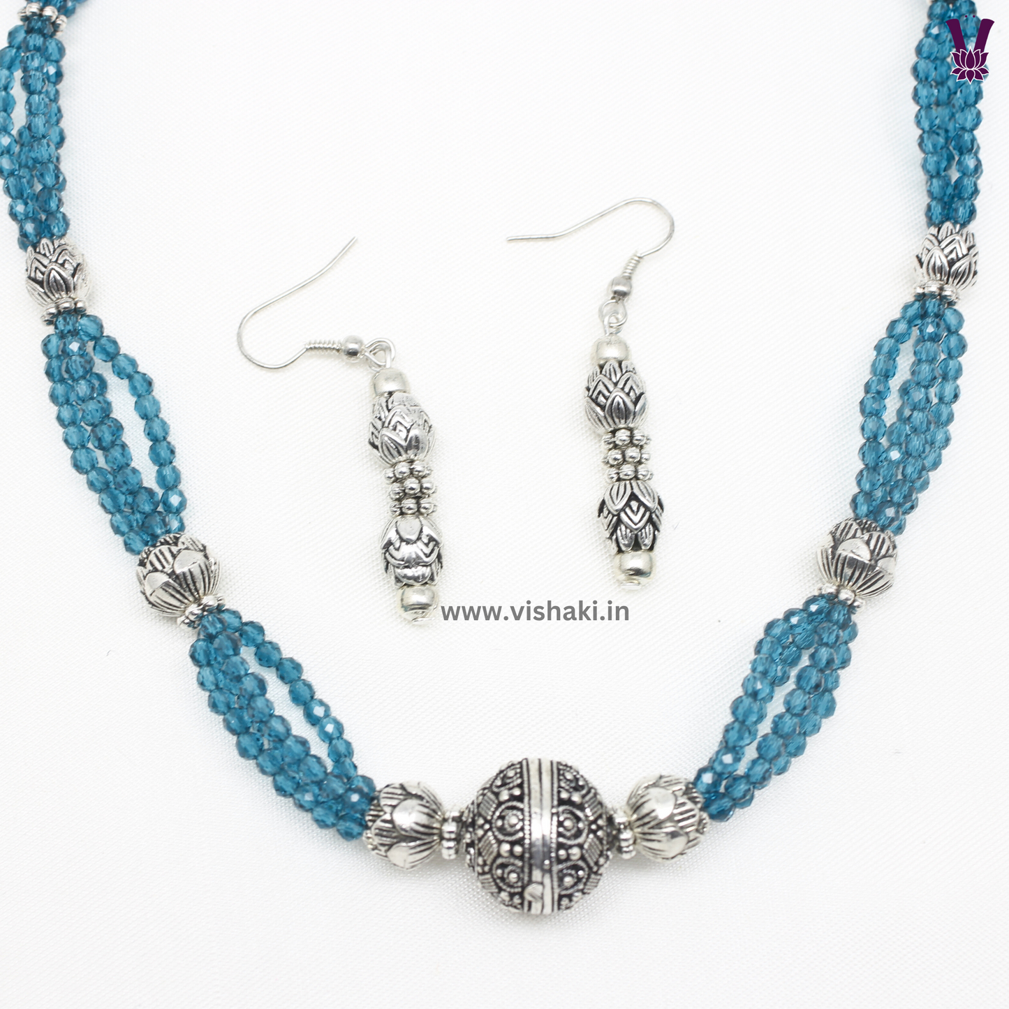 Mrudhvi Sea Green Agate Choker Necklace Set