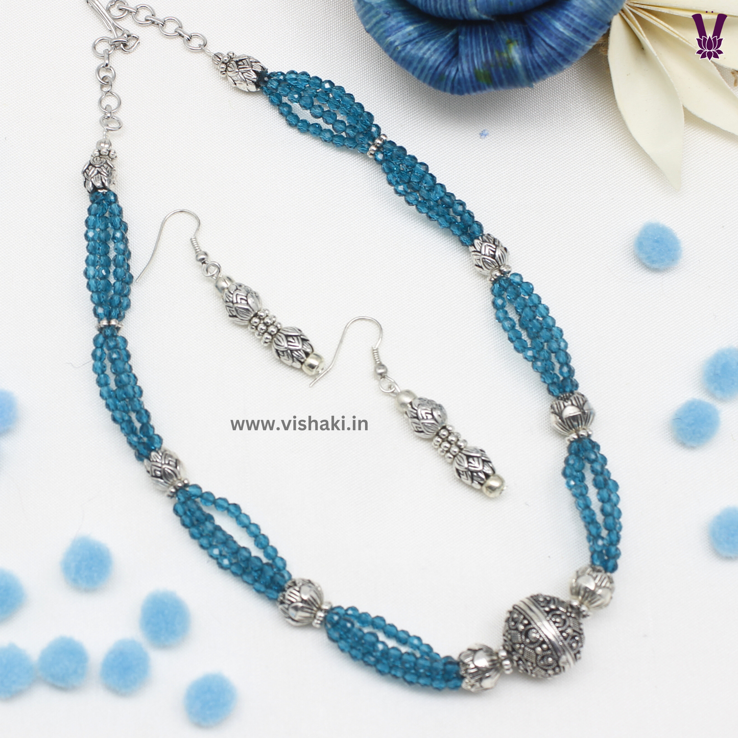 Mrudhvi Sea Green Agate Choker Necklace Set