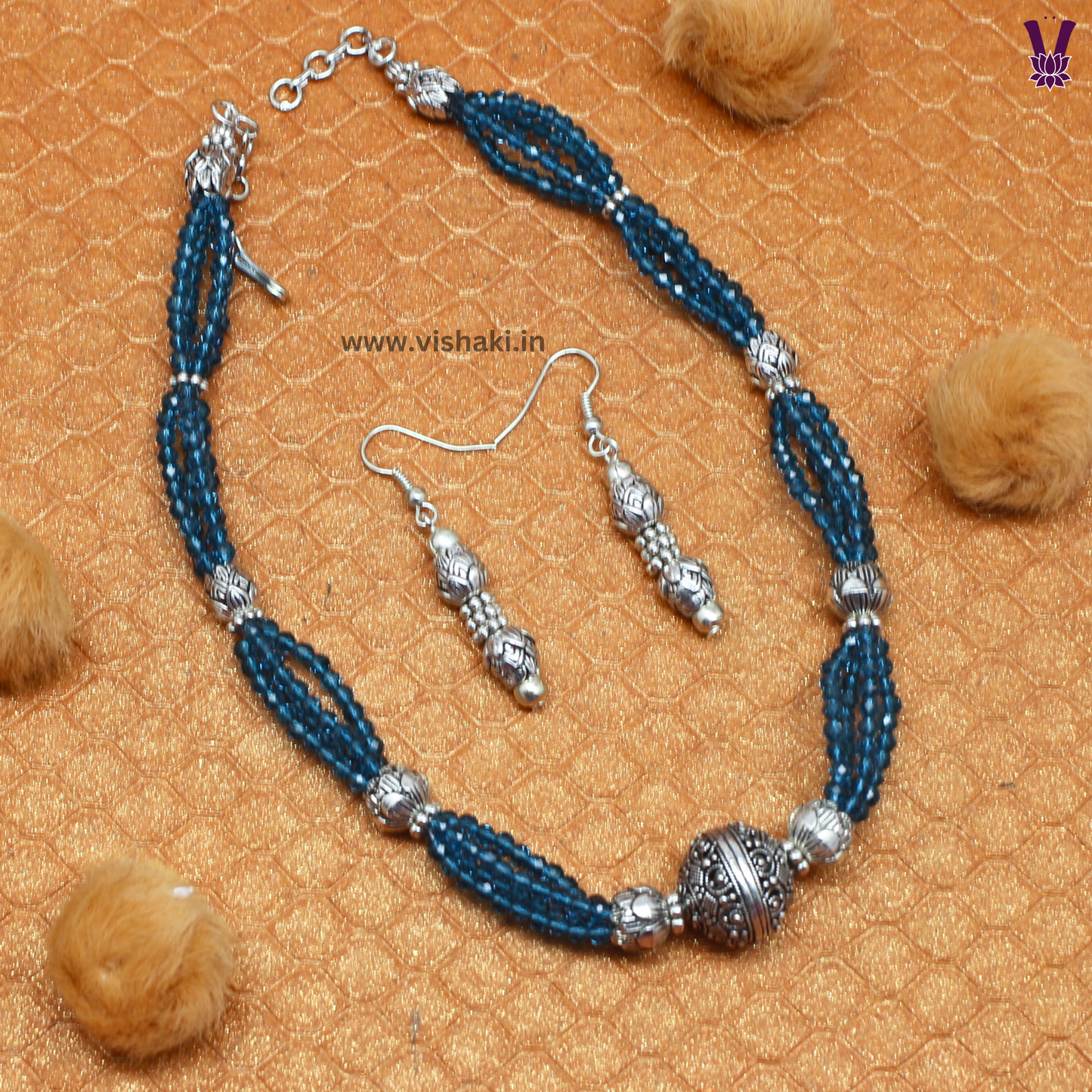 Mrudhvi Sea Green Agate Choker Necklace Set