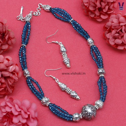 Mrudhvi Sea Green Agate Choker Necklace Set
