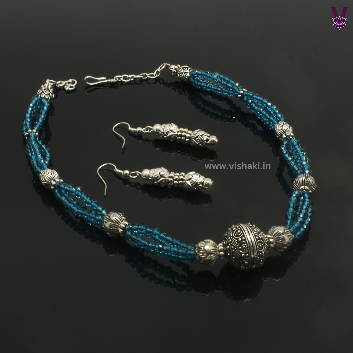 Mrudhvi Sea Green Agate Choker Necklace Set