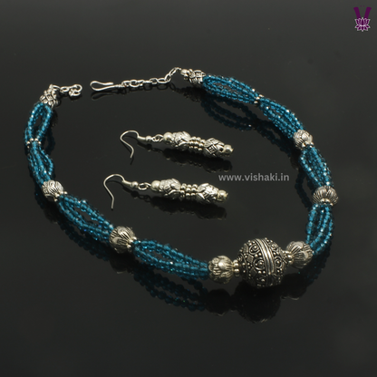 Mrudhvi Sea Green Agate Choker Necklace Set