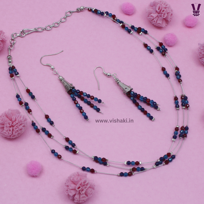 Mrudhvi Tricolor Agate Choker Necklace Set