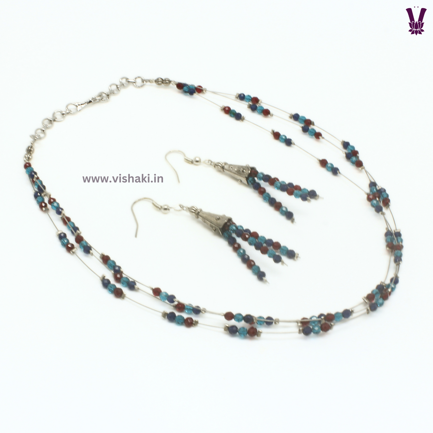Mrudhvi Tricolor Agate Choker Necklace Set