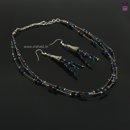 Mrudhvi Tricolor Agate Choker Necklace Set