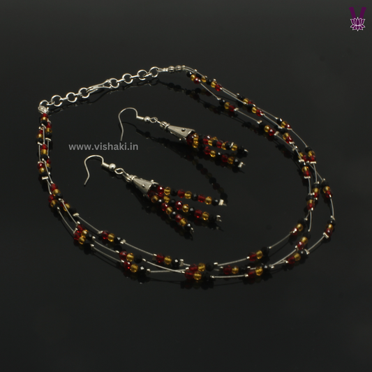 Mrudhvi Tricolor Agate Choker Necklace Set