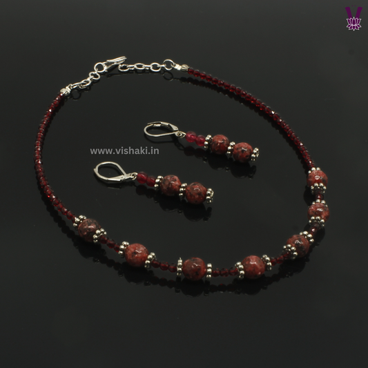 Mrudhvi Maroon Agate Choker Necklace Set