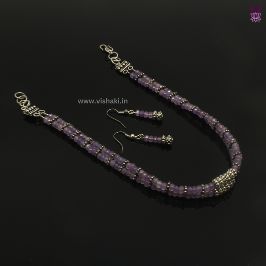 Mrudhvi Pink Agate Choker Necklace Set