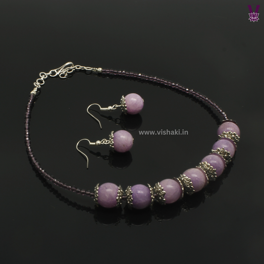Mrudhvi Purple Agate Choker Necklace Set