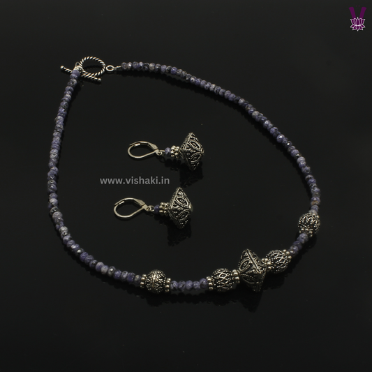 Mrudhvi Purple Agate Choker Necklace Set